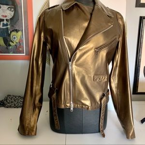 Custo Barcelona Bronze Leather Moto Jacket. SZ 44